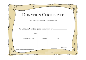 Document preview: Donation Certificate Template - Beige