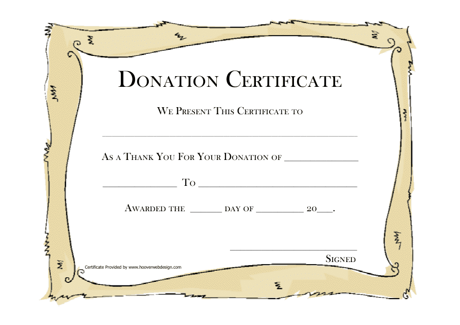 Beige Donation Certificate Template Preview