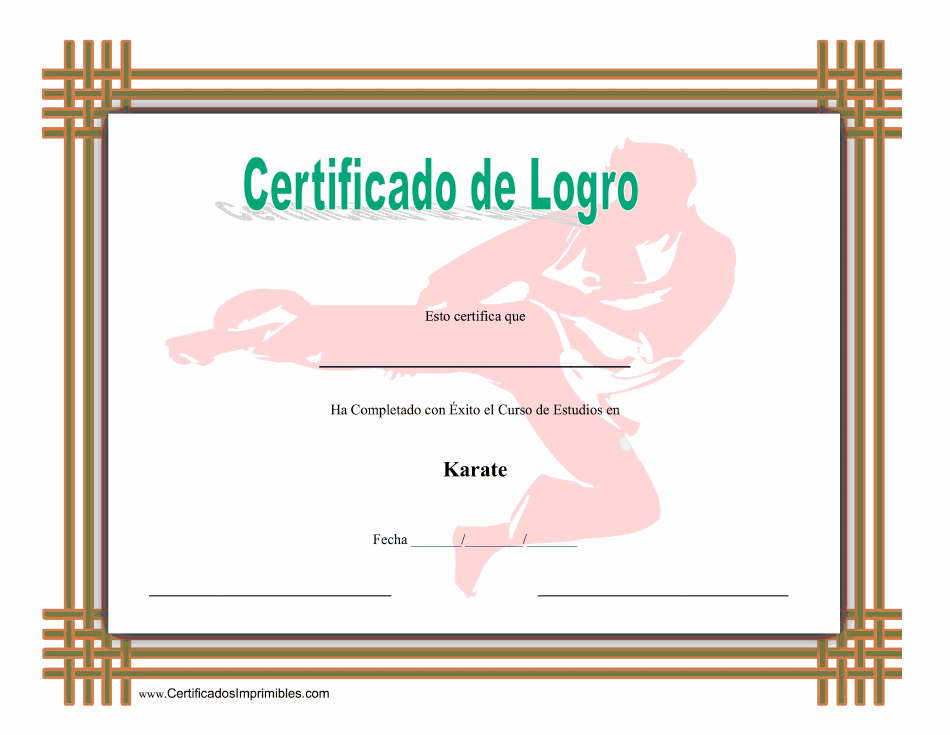 Certificado De Logro En Karate (Spanish) - Preview Document Image