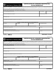 Document preview: VA Form 4682-2 Certification of Licensure, Registration, or Bar Membership