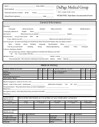 Document preview: Pediatric Nutrition Assessment Form - Dupage Medical Group