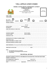 Document preview: Sierra Leone Visa Application Form - Sierra Leone High Commission - Greater London, United Kingdom