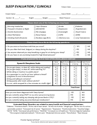 Document preview: Sleep Evaluation / Clinicals Form