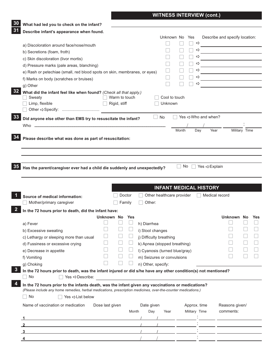 Infant Death Reporting Form - Sudden Unexplained Infant Death ...