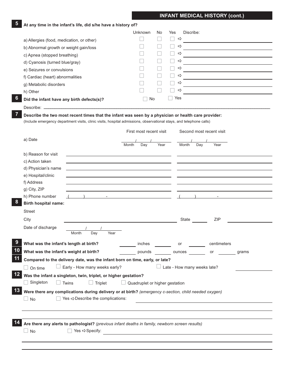 Infant Death Reporting Form - Sudden Unexplained Infant Death Investigation, Page 4