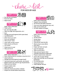 &quot;Chore List for Kids by Age&quot;