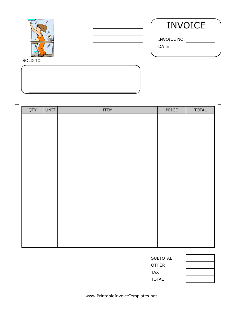 Window Washer Invoice Template - Varicolored, Page 1