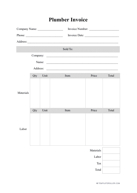 &quot;Plumber Invoice Template&quot; Download Pdf