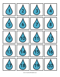 Document preview: Raindrop Number Flash Card Templates
