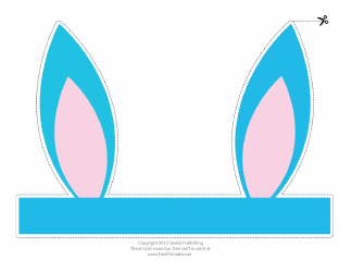 Foldable Turquoise Easter Bunny Ears Template