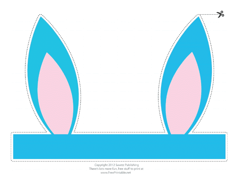 Foldable Turquoise Easter Bunny Ears Template Download Printable PDF