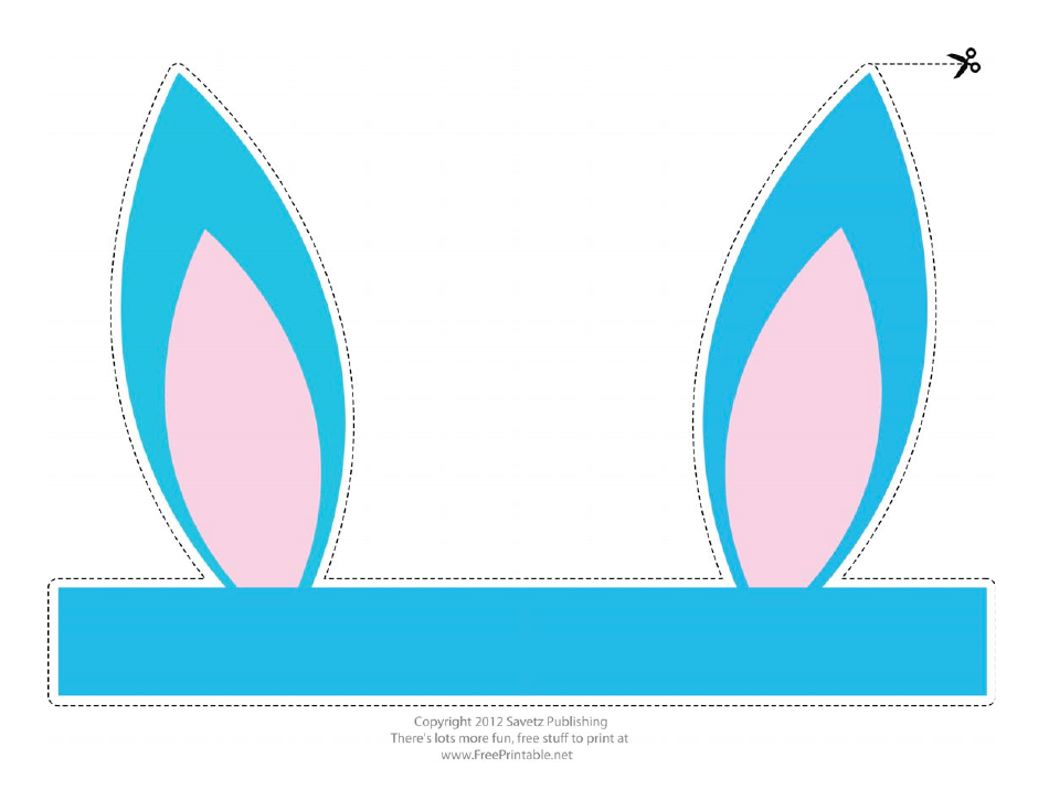 Foldable Turquoise Easter Bunny Ears Template - Document Preview