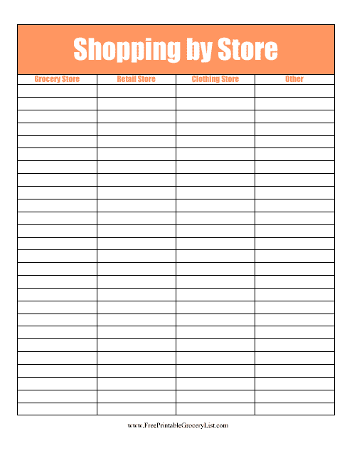 Shopping by Store List Template