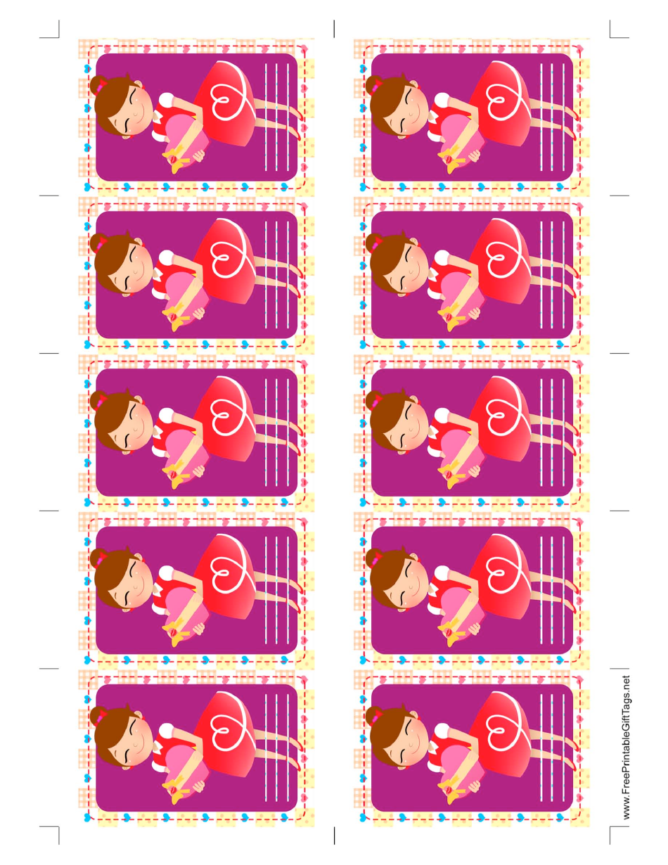 Girl Giving Gift Tag Template, Page 1