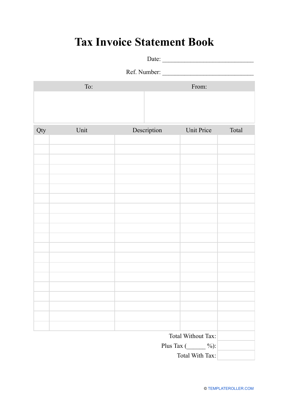 Tax Invoice Statement Book Template, Page 1