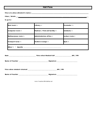 Document preview: Hall Pass Template - Table
