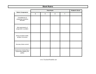 Document preview: Blank Rubric Template