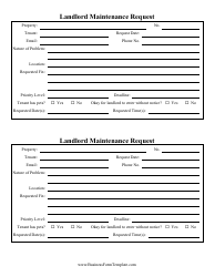 Document preview: Landlord Maintenance Request Form