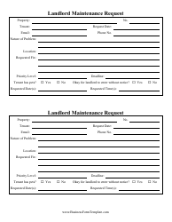 Landlord Maintenance Request Form Download Printable PDF | Templateroller