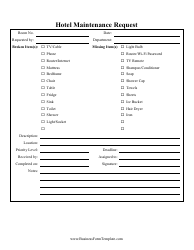 Document preview: Hotel Maintenance Request Form