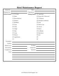 Hotel Maintenance Request Form Download Printable PDF | Templateroller