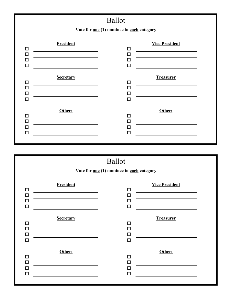 Blank Ballot Template - Free Preview