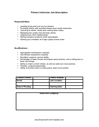 Document preview: Fitness Instructor Job Description Template