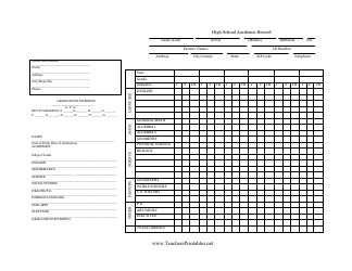 Document preview: High School Academic Record Template