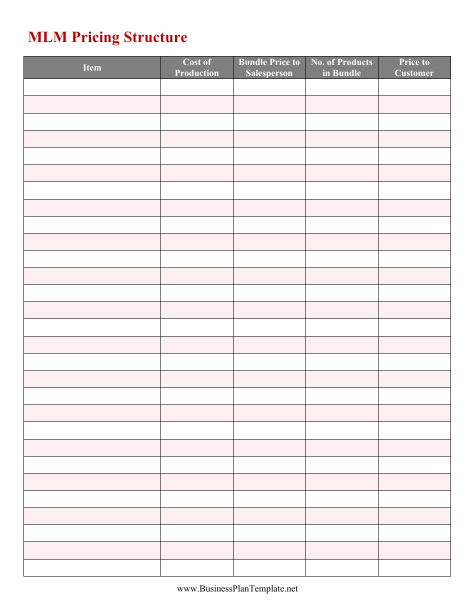 MLM Pricing Structure Spreadsheet Icon