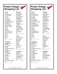 Document preview: Power Outage Shopping List Template