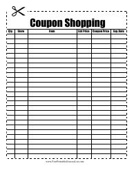 Document preview: Coupon Shopping List Template