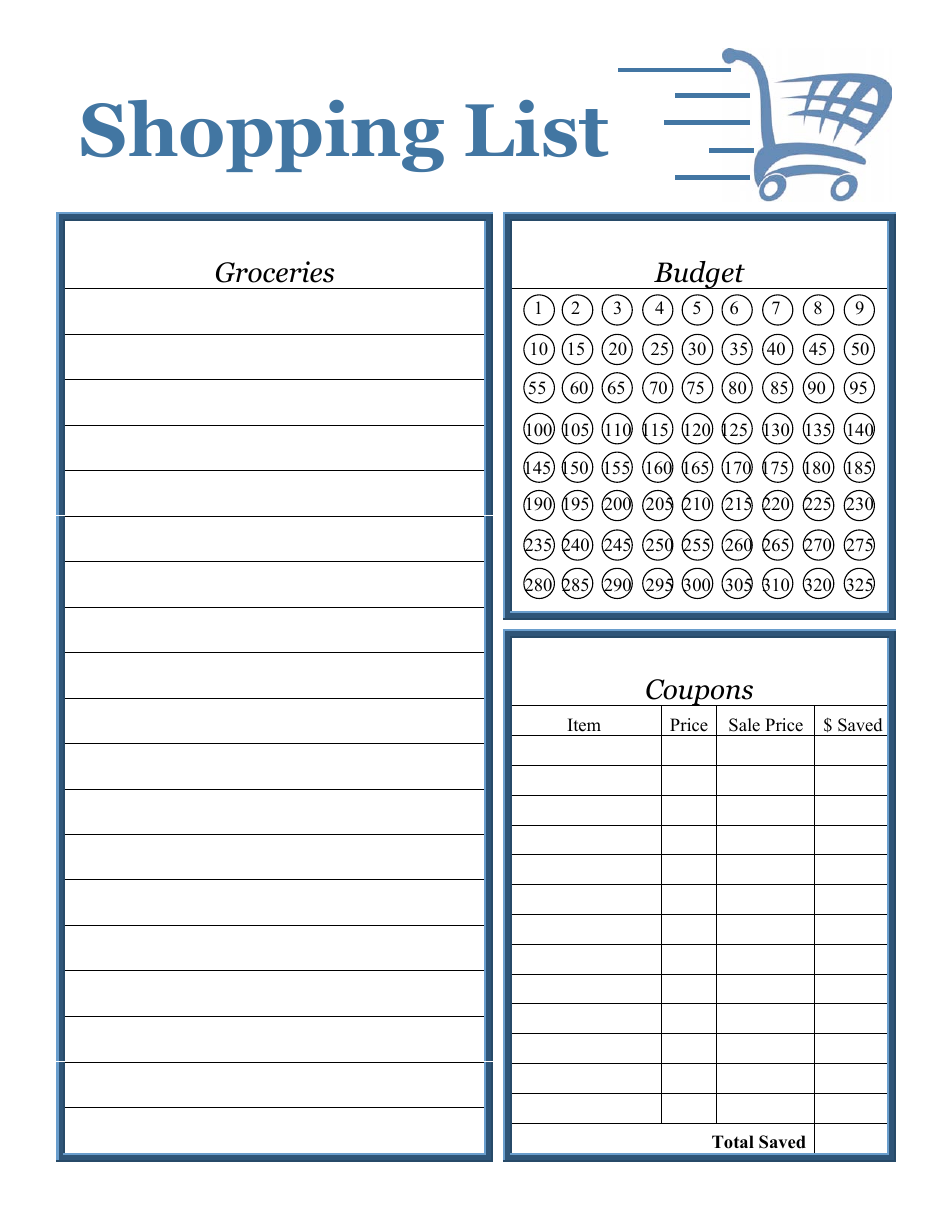 Shopping List Template - Dark Blue Download Printable PDF | Templateroller