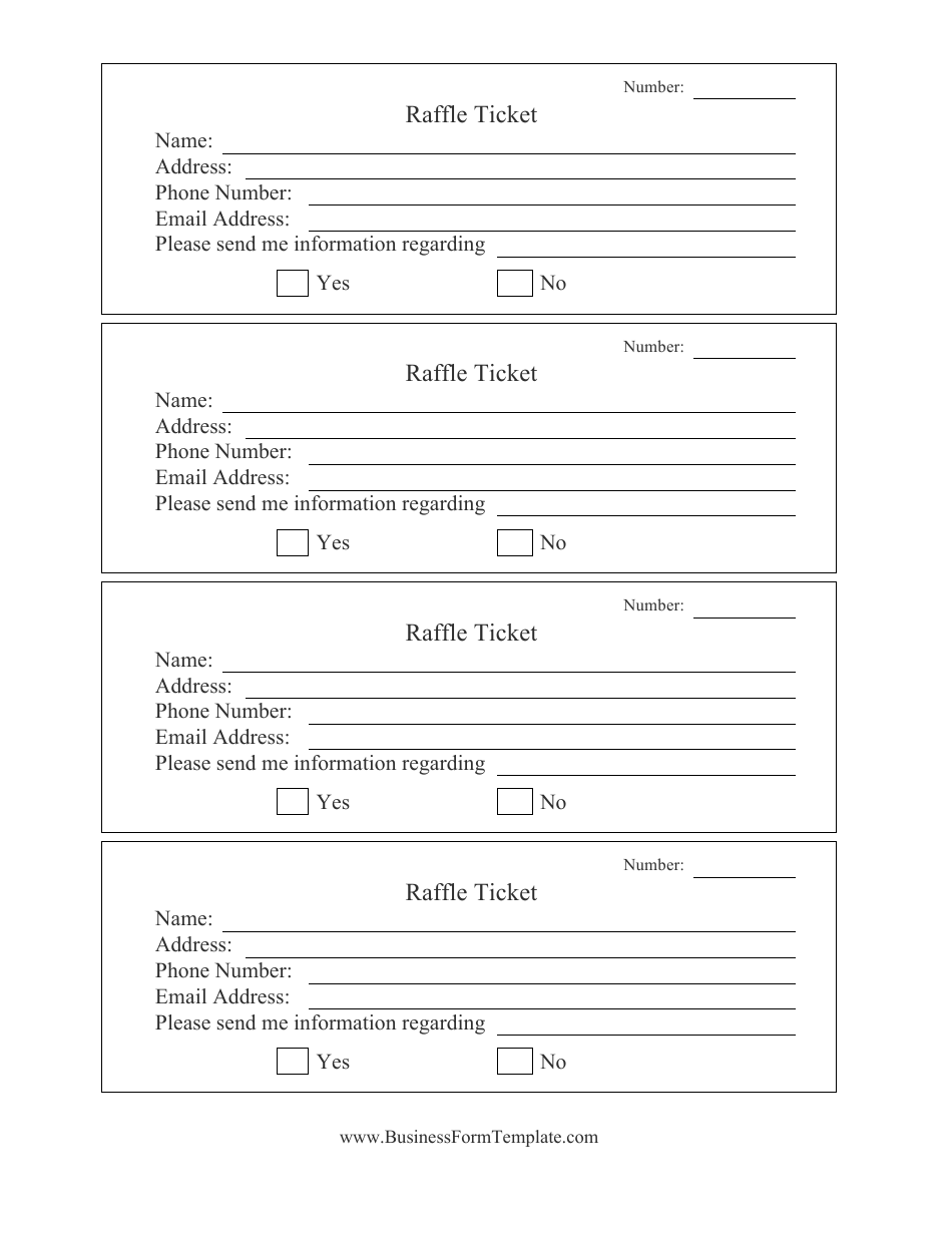 Raffle Ticket Template Black and White Download Printable PDF