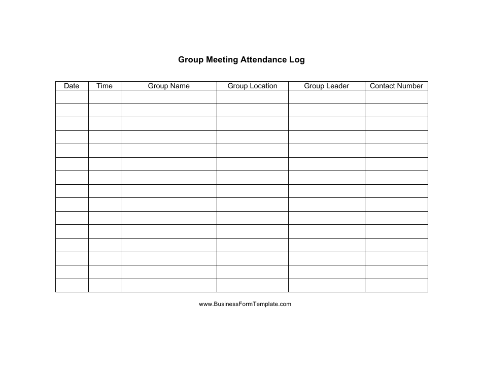 Group Meeting Attendance Log Template, Page 1