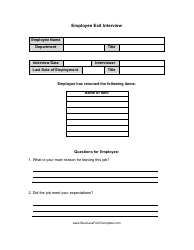 Document preview: Employee Exit Interview Form - Eleven Questions
