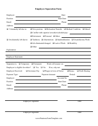 Document preview: Employee Separation Form