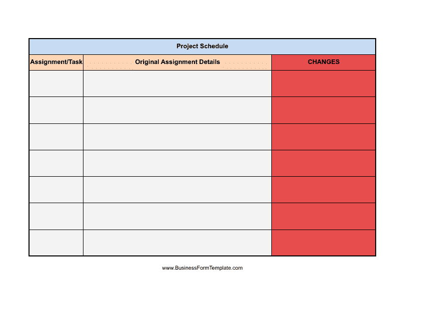 Project Schedule Form