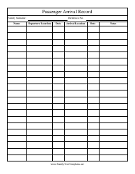 Document preview: Passenger Arrival Record Template