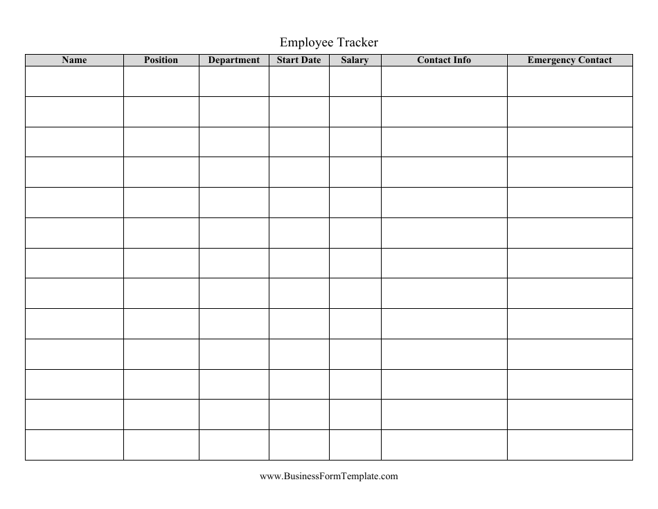 Employee Tracker Template, Page 1