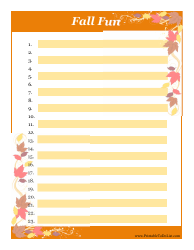Document preview: Fall Fun to-Do List Template