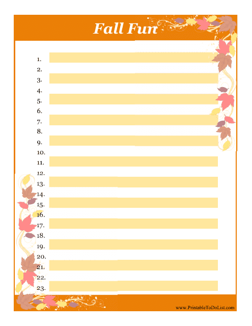 &quot;Fall Fun to-Do List Template&quot; Download Pdf