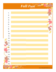 &quot;Fall Fun to-Do List Template&quot;