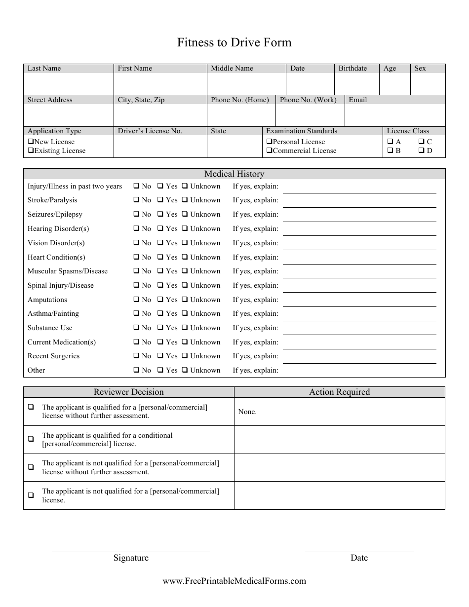 Fitness to drive form fill out sign online and download pdf