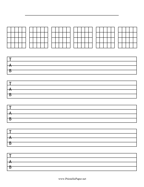 &quot;Blank Guitar Tablature Template With Chord Nets&quot; Download Pdf