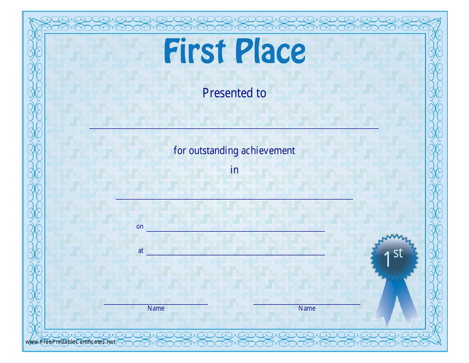 First Place Certificates Free Printable Printable Templates