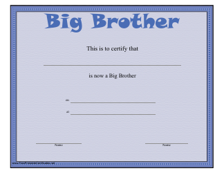 Document preview: Big Brother Certificate Template