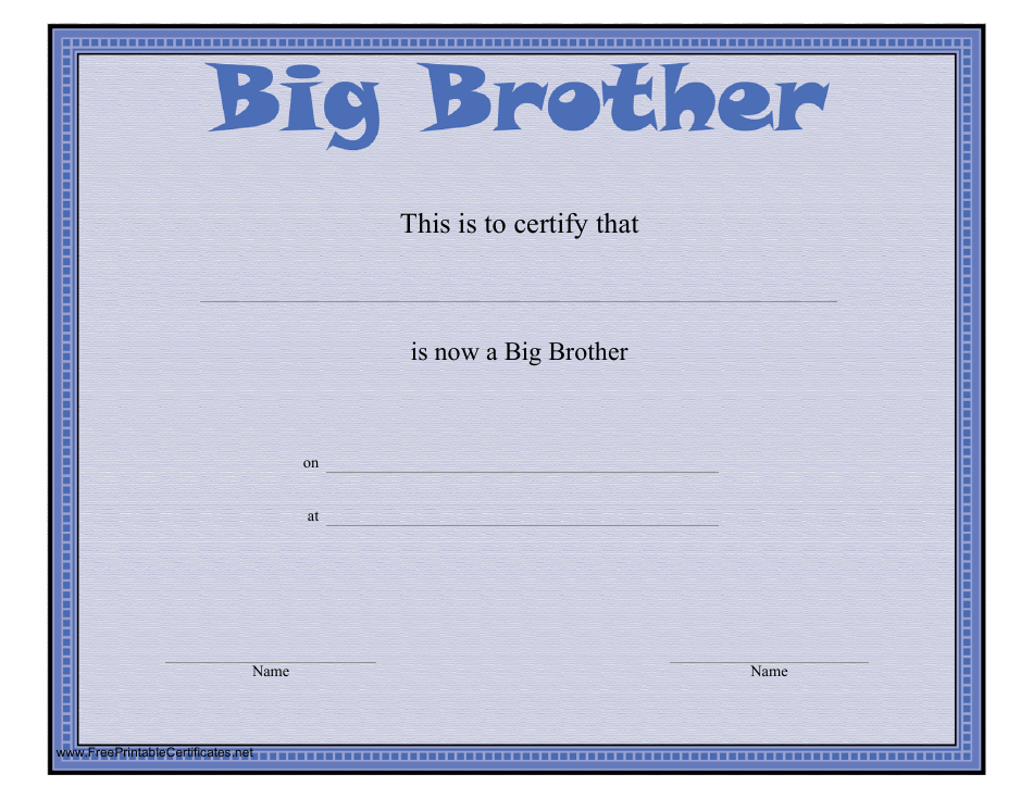 Big Brother Certificate Template