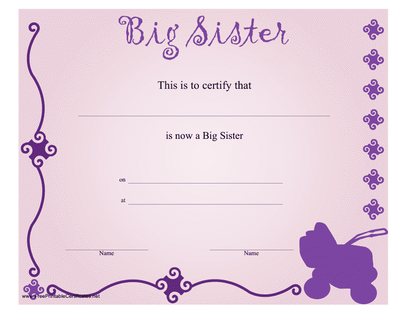 Big Sister Certificate Template