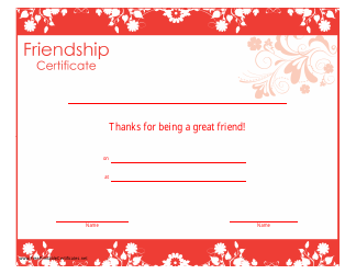 &quot;Friendship Certificate Template&quot;