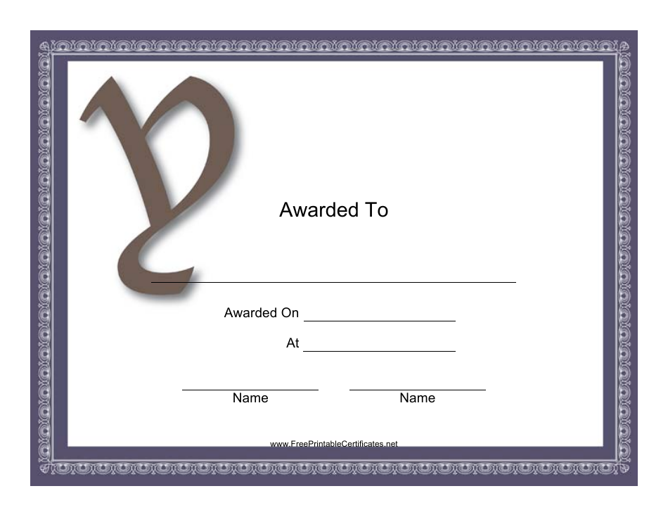 Monogram Y Certificate Template Image Preview